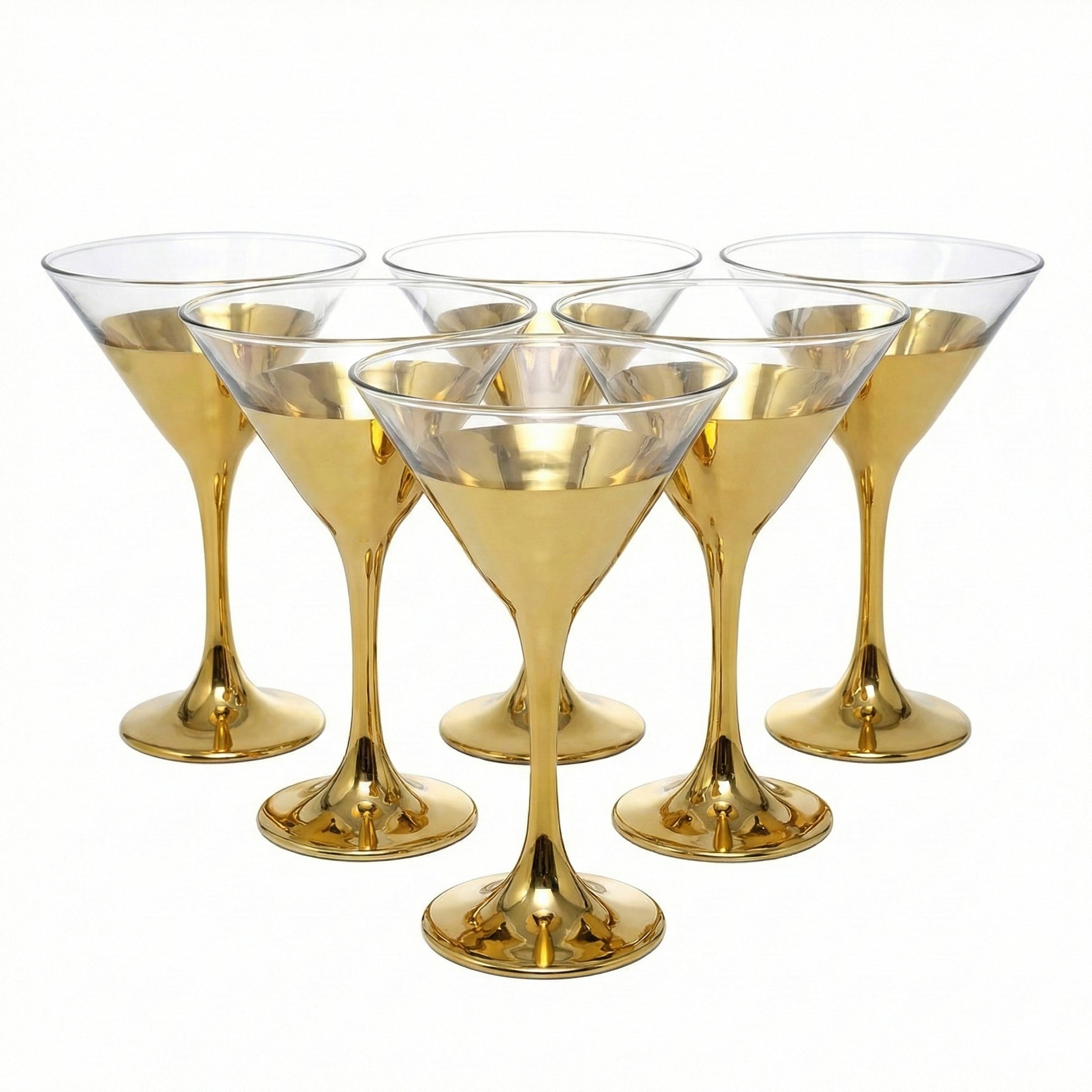 6-Pcs Elegant & Smooth Beverages Cocktail Glass – Gold 160ml #2846