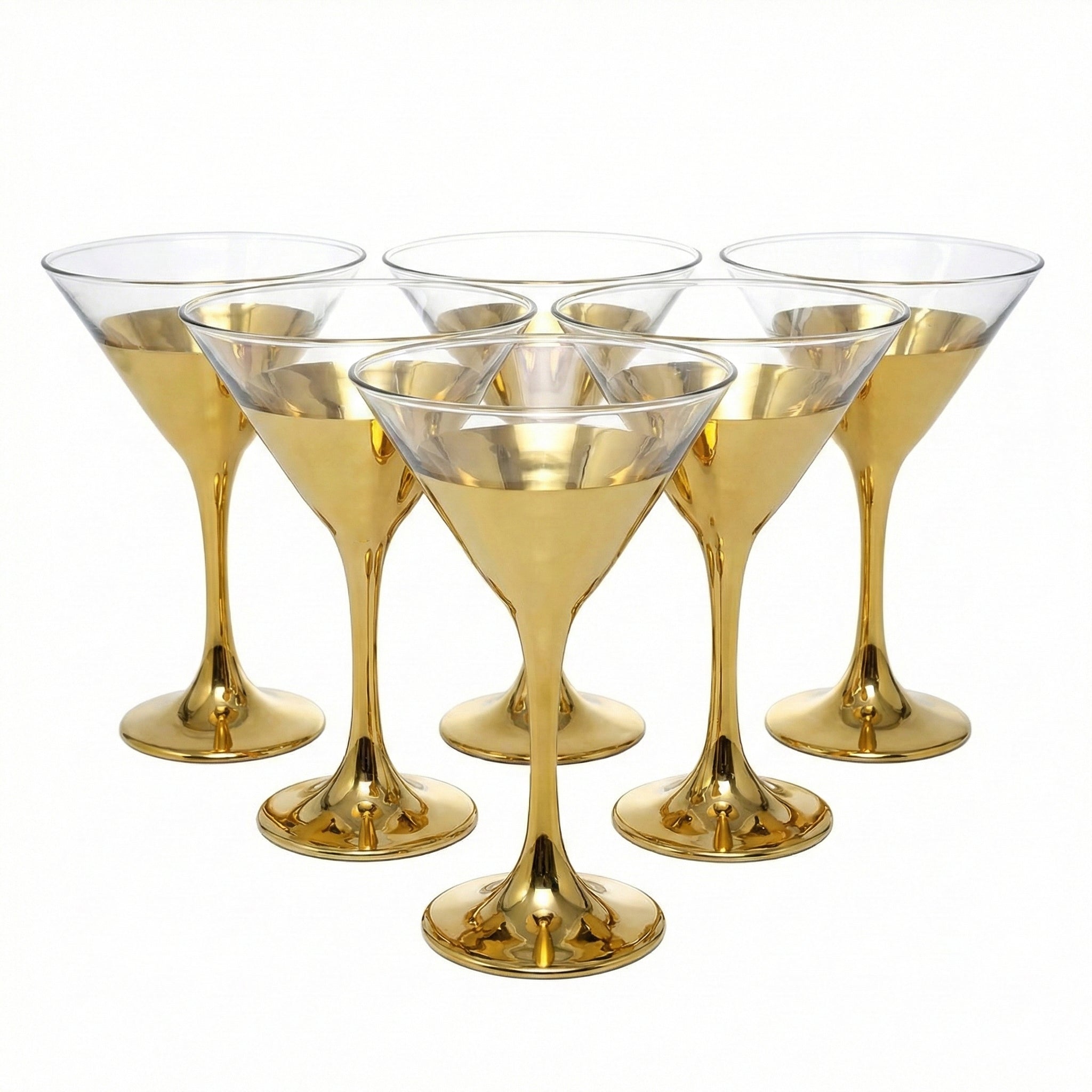 6-Pcs Elegant & Smooth Beverages Cocktail Glass – Gold 160ml #2846