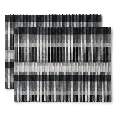Placement Grey, White Black Striped Design Set of 2 Table
