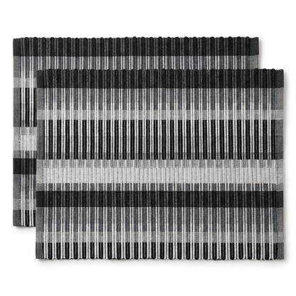 Placement Grey, White Black Striped Design Set of 2 Table