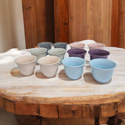 12-Pieces Phoenix Soft Color Arabic Coffee Cups Set