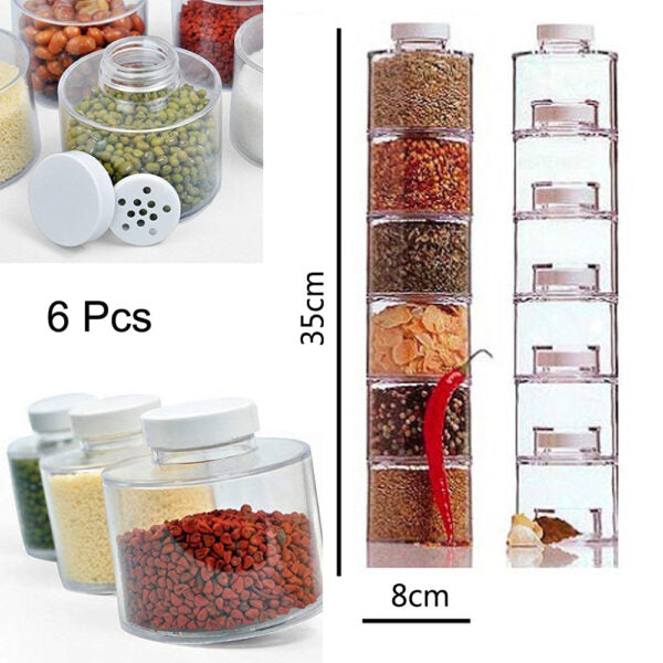 6 Pcs Spices Jar Tower