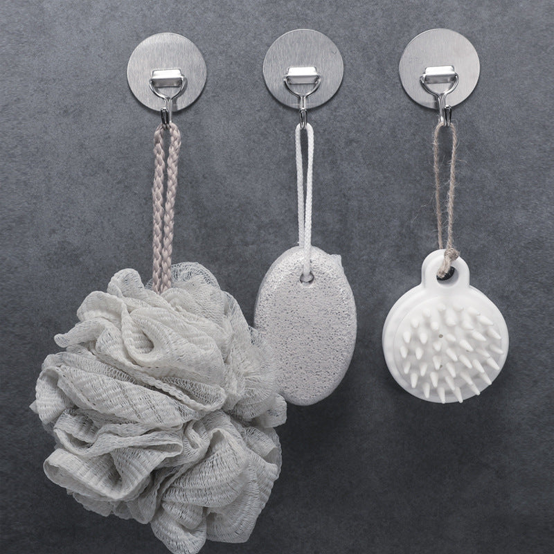 4-Pieces No Drill Round Heavy Duty Stainless Steel Self Adhesive Hooks 1005-1