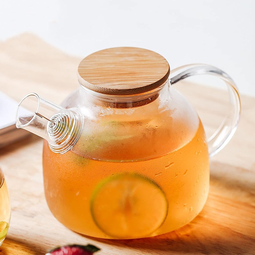 Glass Teapot with Infuser & Wood Lid