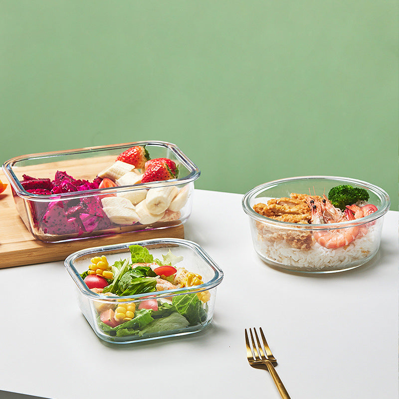 3-Pcs Rectangle Glass Food Storage Container Set 410/700/1040ml