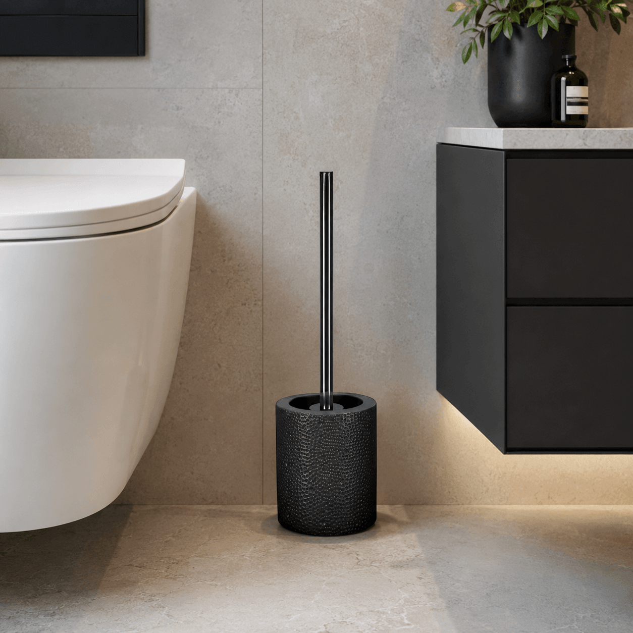 Kleine Wolke Porcelain Toilet Brush Holder – Black