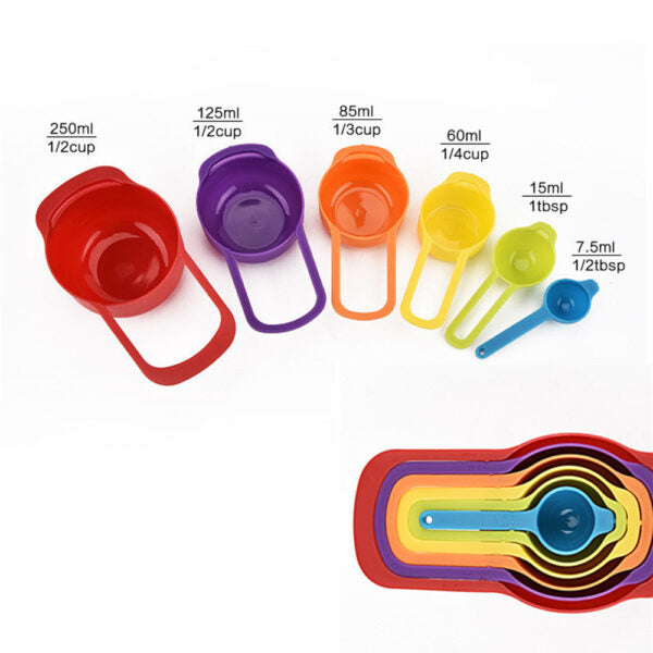 6 Pcs Set Kitchen Measuring Cup Rainbow Color