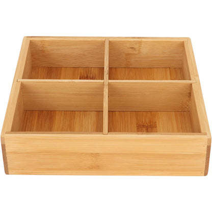Bamboo Nuts Tray with Protective Lid – 4 Compartments