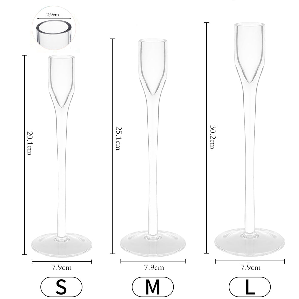 Danny Home Premium Clear Glass Candlestick Holders