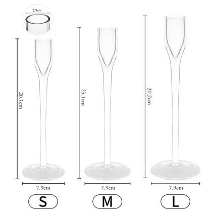 Danny Home Premium Clear Glass Candlestick Holders