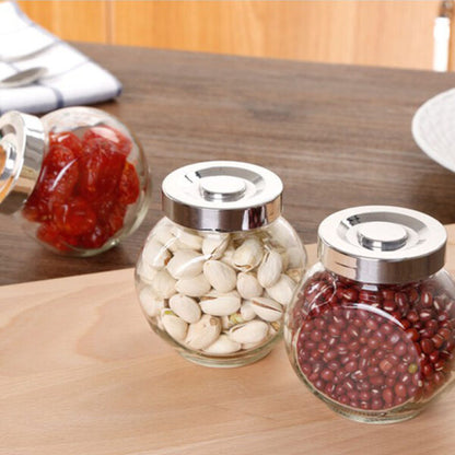 Glass Jar With Silver Lid Set of 3