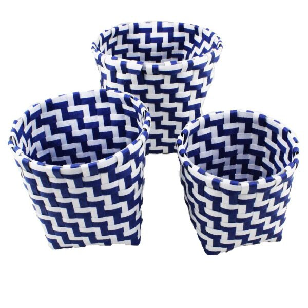 Organizing Bathroom Round Baskets Set of 3 Pcs (Navy Blue)