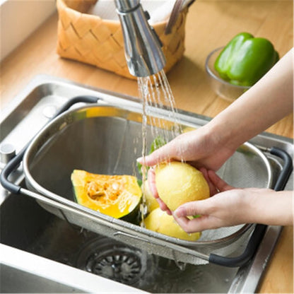 Danny Home Stainless Steel Colander Expandable Strainer Fine Mesh Basket 34cm