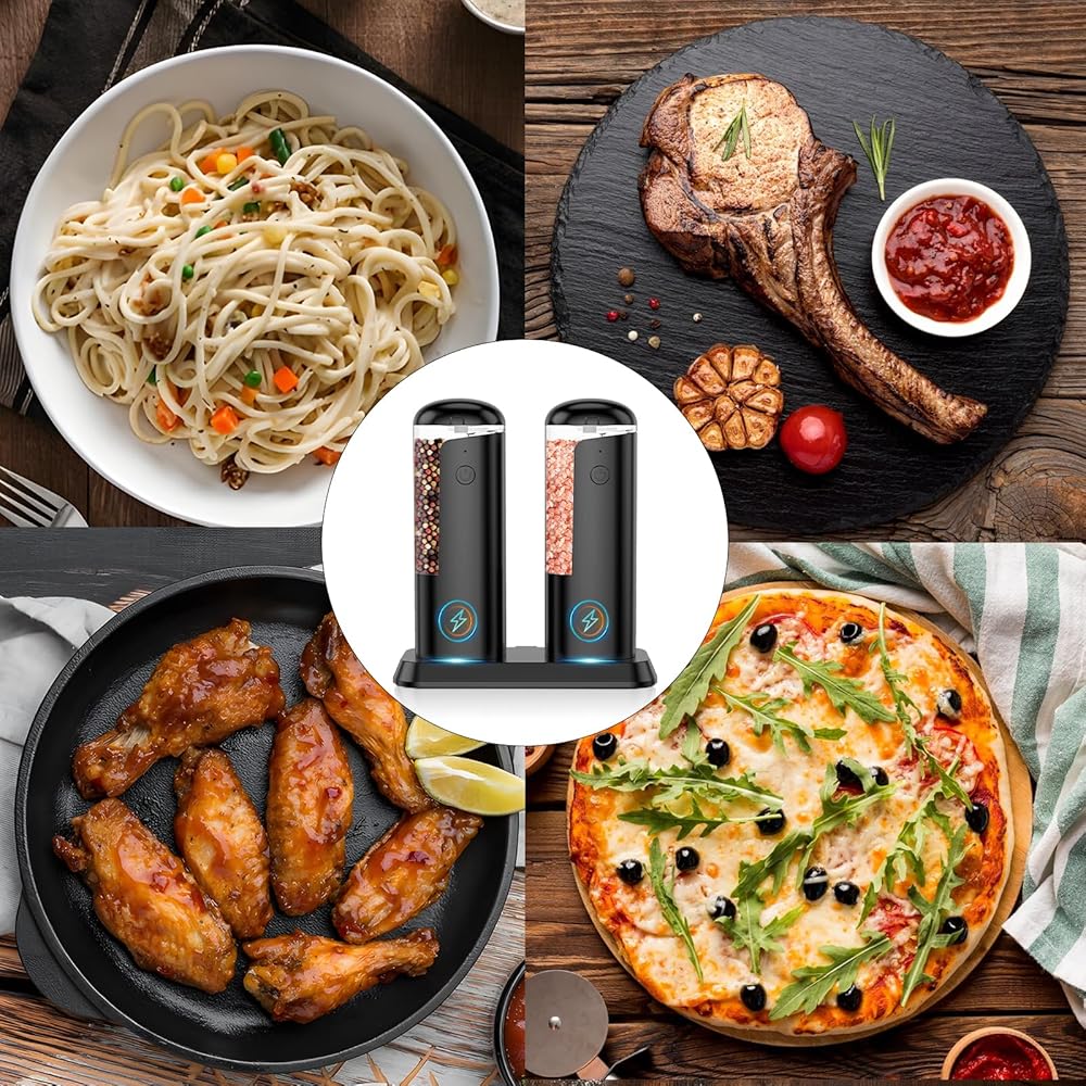 Rechargeable Electric Salt and Pepper Shakers Set