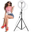 Video Live LED Selfie Ring Light With 2.1m Stand 26cm