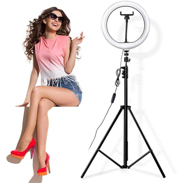 Video Live LED Selfie Ring Light With 2.1m Stand 26cm