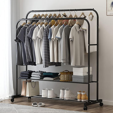 Clothing Hanger Stand, 2 Clothes Rail, 2 Storage shelf