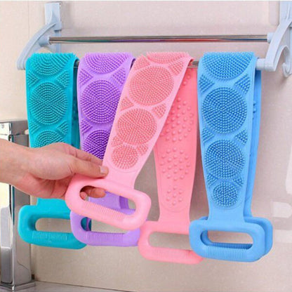 Body Cleaning Massage Double Sided Silicone Back Scrubber (Random Color)