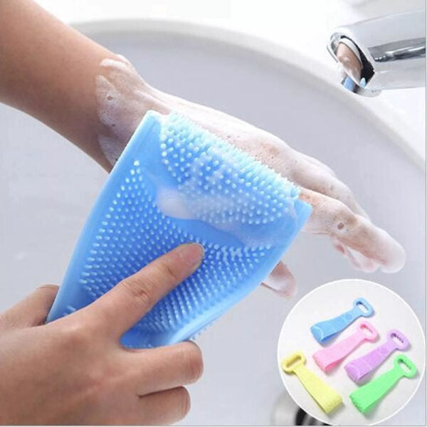 Body Cleaning Massage Double Sided Silicone Back Scrubber (Random Color)