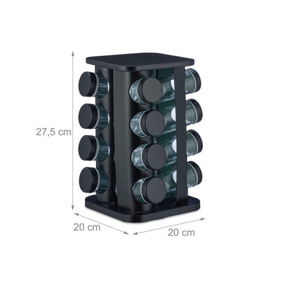 16-JARS 100ML Stainless Steel Rotating Seasoning Spice Jar Set Black