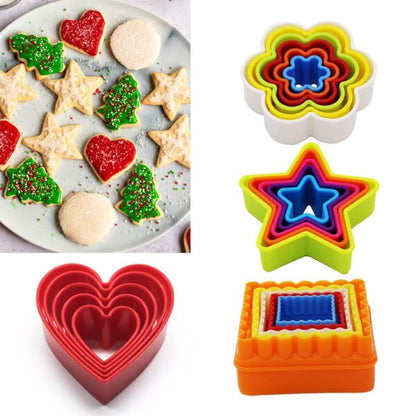 5 Pcs shapes Plastic Cookie Cutter Mold Set