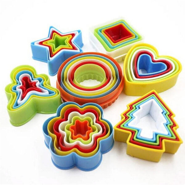 5 Pcs shapes Plastic Cookie Cutter Mold Set