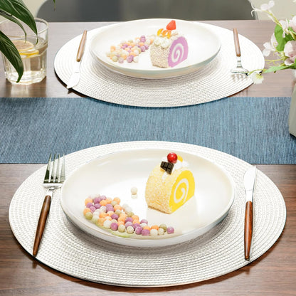 2-Pieces Round Braided Placemats Table Mats for Dining Tables 38cm