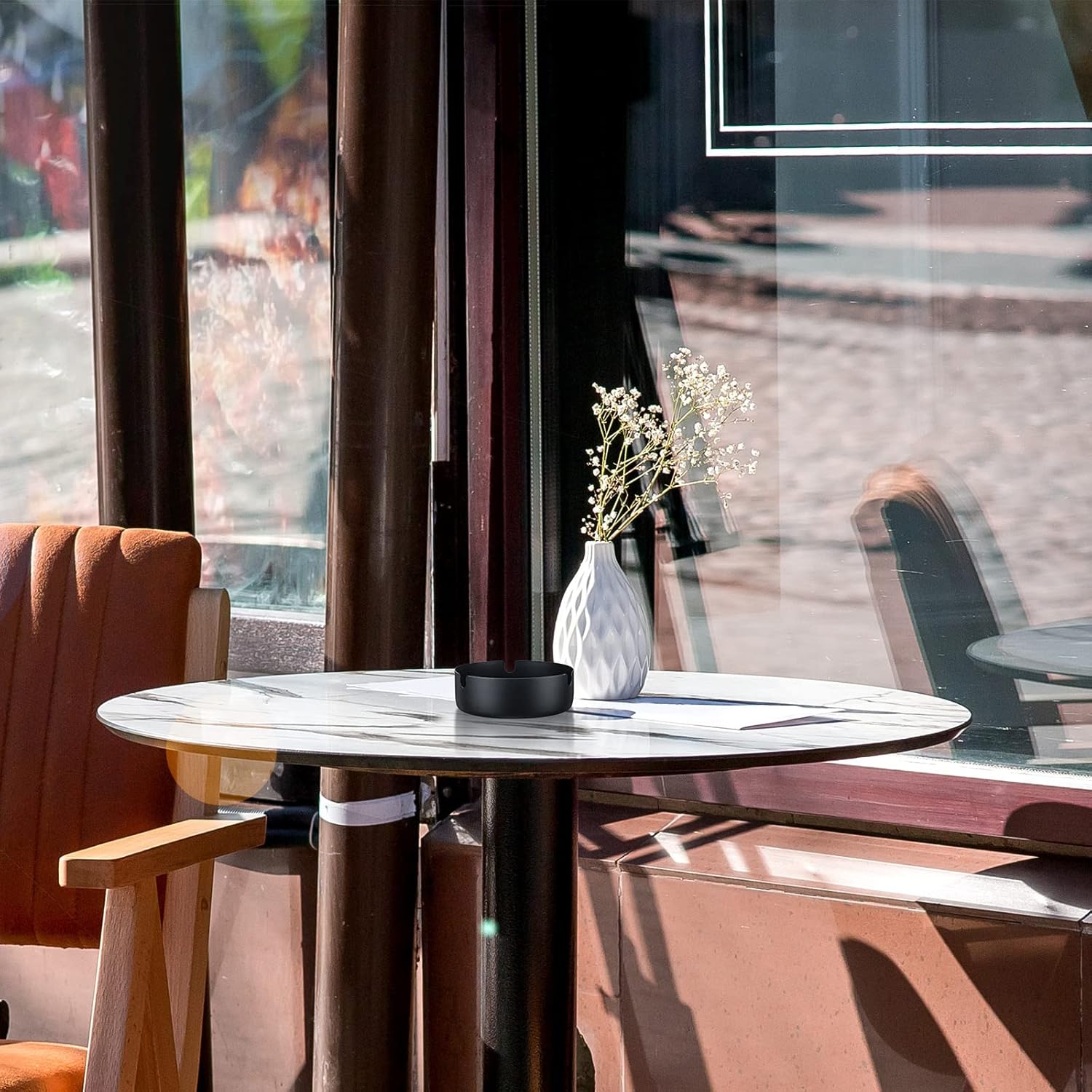 Stainless Steel Cigarette Ashtray Black – 8 cm HY081-8