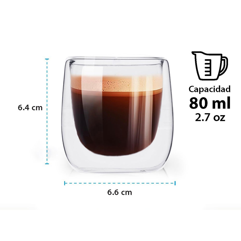 80ml 2-Pcs Danny Home Double Walled Espresso Glasses Set