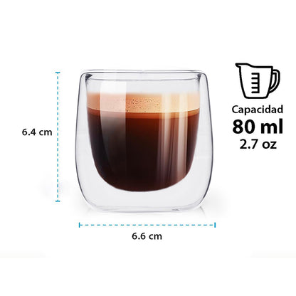 80ml 2-Pcs Danny Home Double Walled Espresso Glasses Set