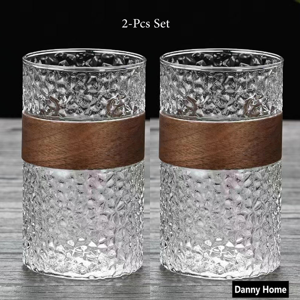 Danny Home 2-Pcs Whisky Glasses Wood Handle Set 310ml
