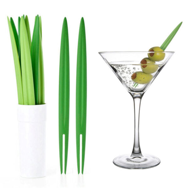 Fresh Leaf Cocktail Picks Plastic Serving Fork Set