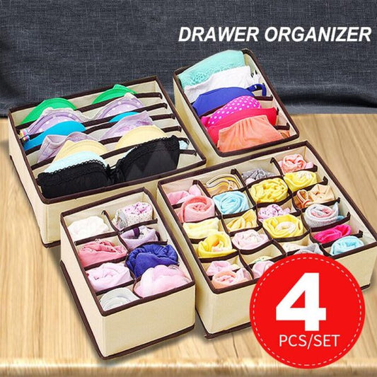 4 PCS/SET Foldable Storage Drawer Organizer