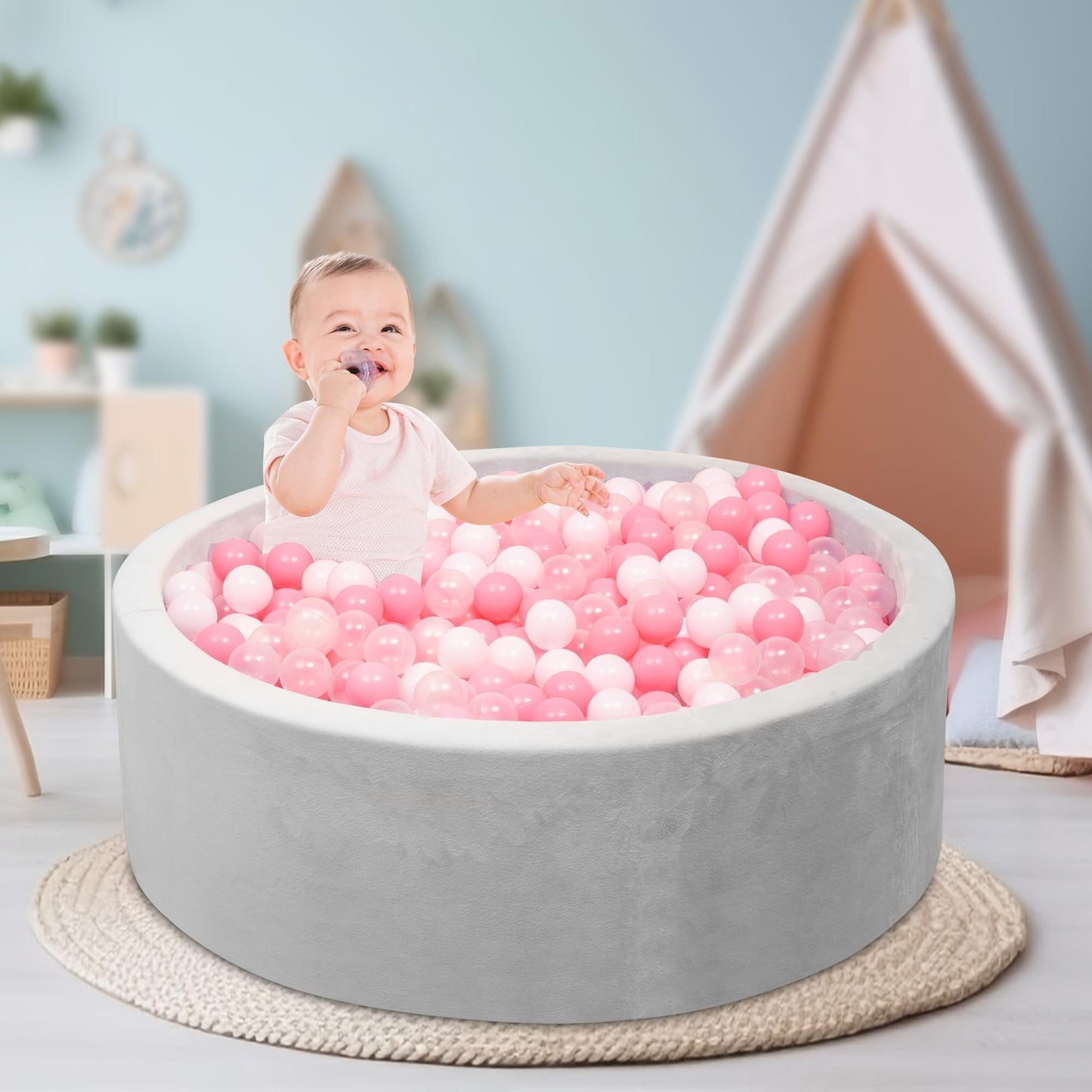 Miila Baby Toy Balls 100-Pack (Pink- White - Grey)