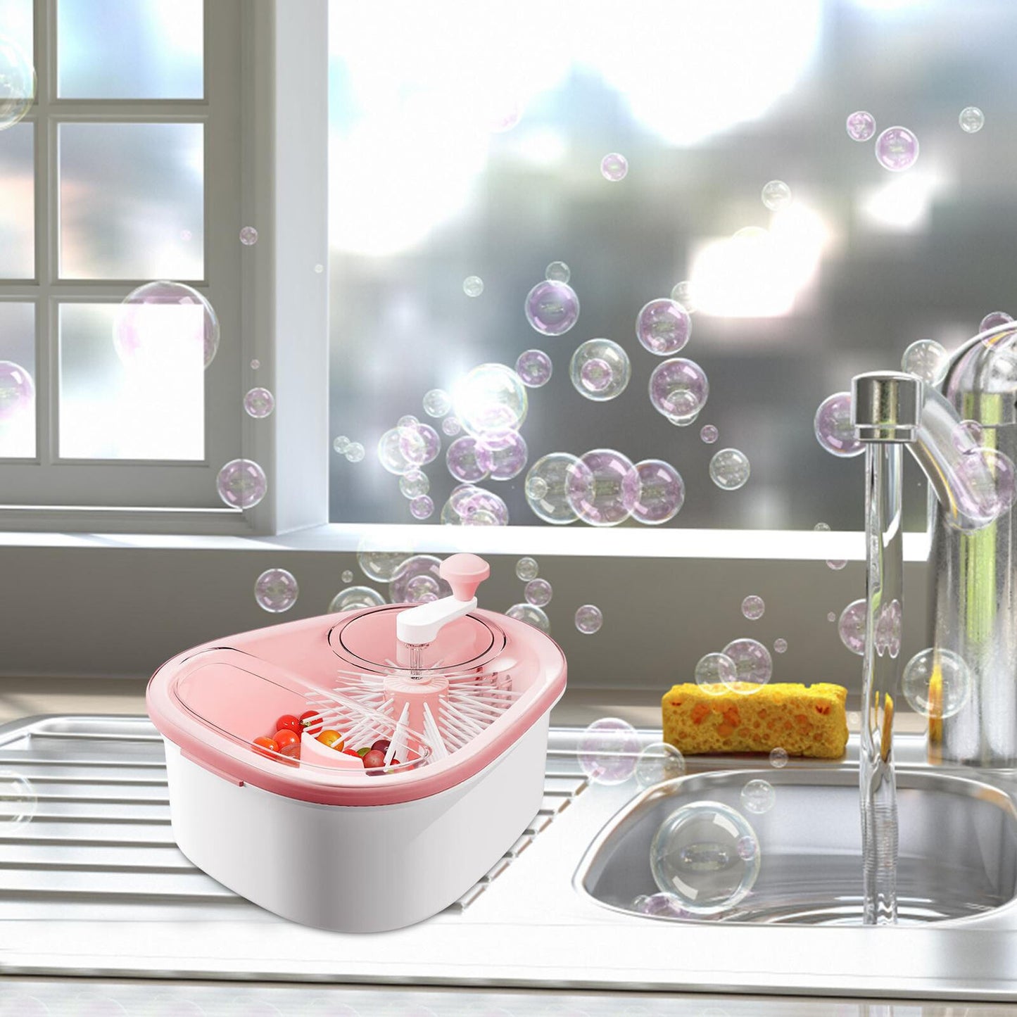 Large Fruit Washer Spinner with Brush