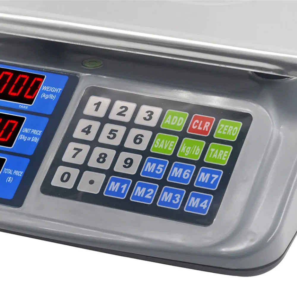40KG Stainless Steel Rechargeable Digital Pricing &amp; Weighing Scale With 3-LCD Display