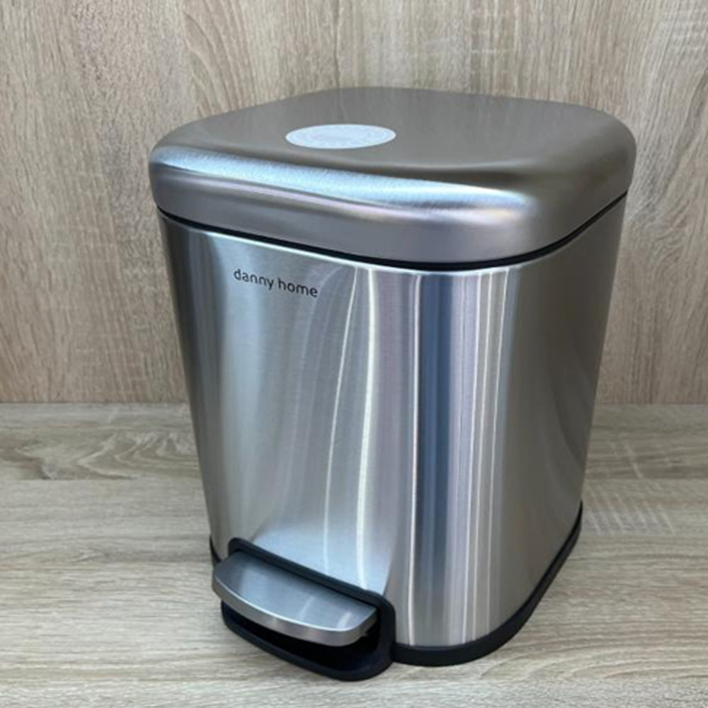 Danny Home 6-Liter Stainless Steel Trash Can with Lid and Pedal