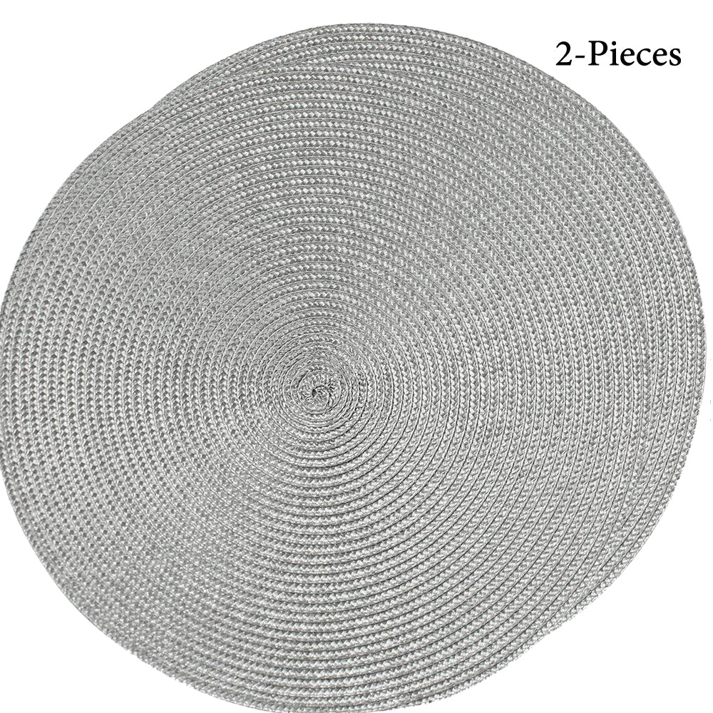 2-Pieces Round Braided Placemats Table Mats for Dining Tables 38cm