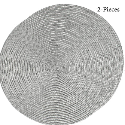 2-Pieces Round Braided Placemats Table Mats for Dining Tables 38cm
