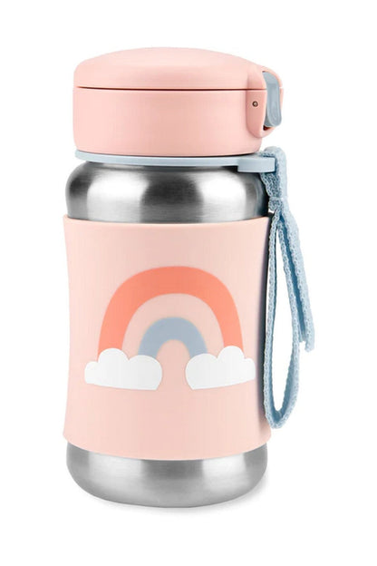 Stainless Steel Straw Bottle, Rainbow Design