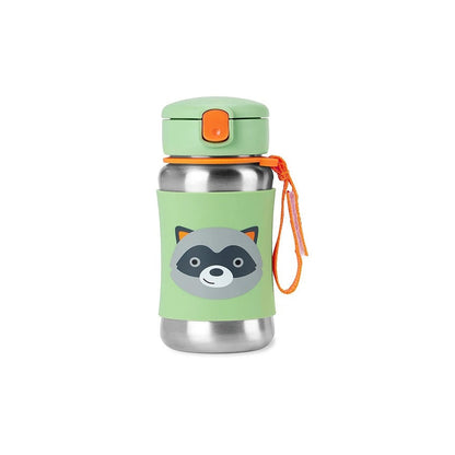 Zoo Stainless Steel Straw Bottle, Raccoon