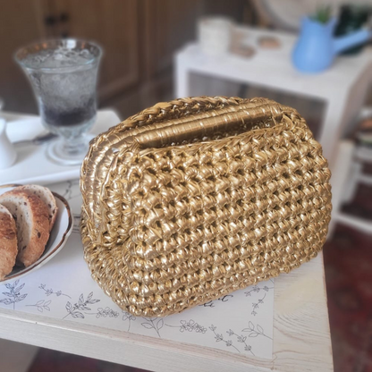 Clutchy Metallic Crochet Bag