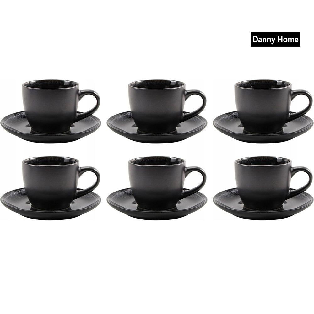 Danny Home 6-Pcs Ceramic Espresso Cup And Saucer Set 100ml