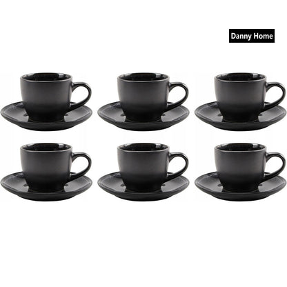 Danny Home 6-Pcs Ceramic Espresso Cup And Saucer Set 100ml