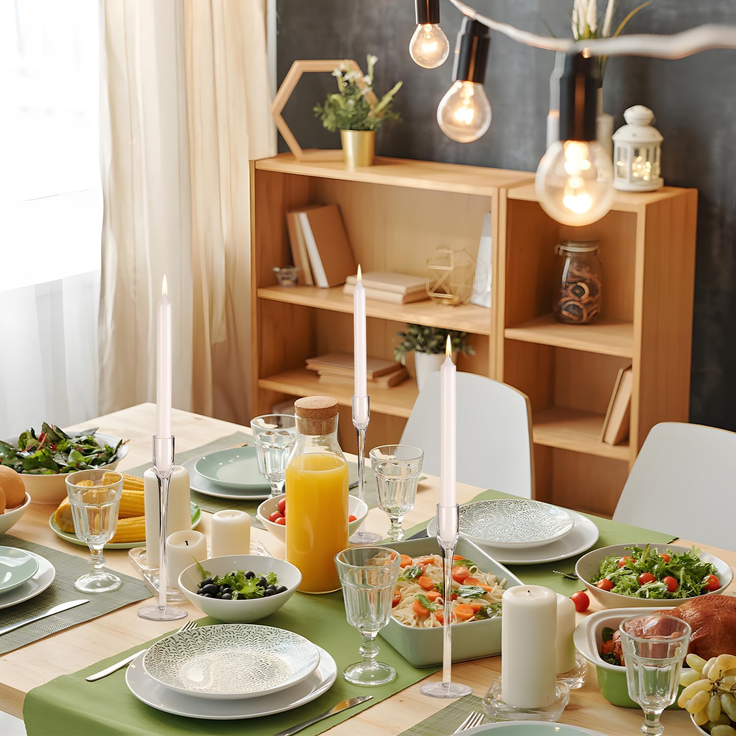 Danny Home Premium Clear Glass Candlestick Holders