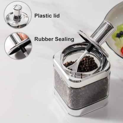 2-Pieces Transparent Glass Jar with Spoon