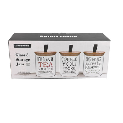 Danny Home 3-Pieces Glass Canister Set 750ml