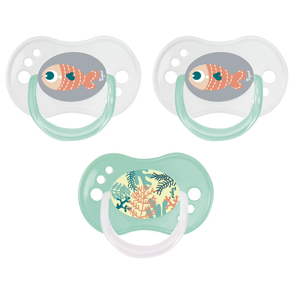 Tigex - Reversible Silicone Pacifiers 0-6m - Pack of 3 - Mixed