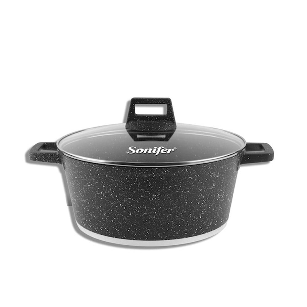 Sonifer, 7.5L Wear-Resistant Non-Stick Granite Casserole With Glass Lid SF-1127-32cm (D32 x H13) cm