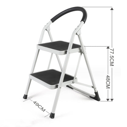Metal Folding Ladder Handgrip Anti-Slip and Wide Pedal-White